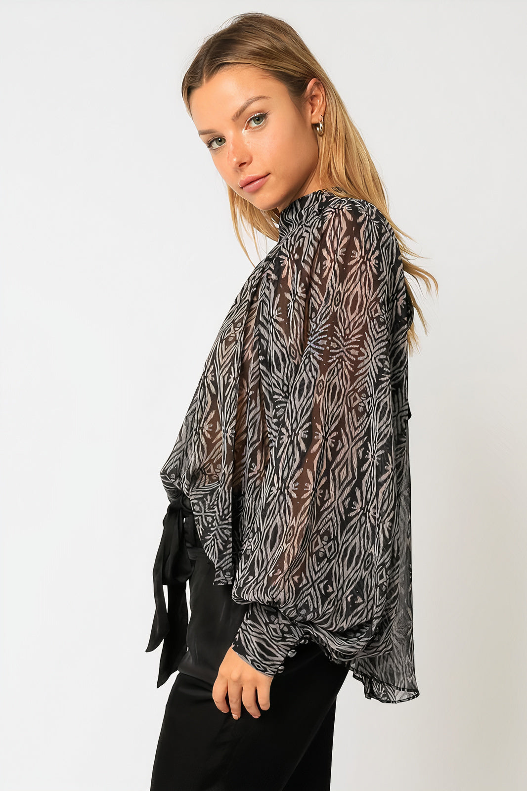 Kendall Tribal Mock Neck Blouse